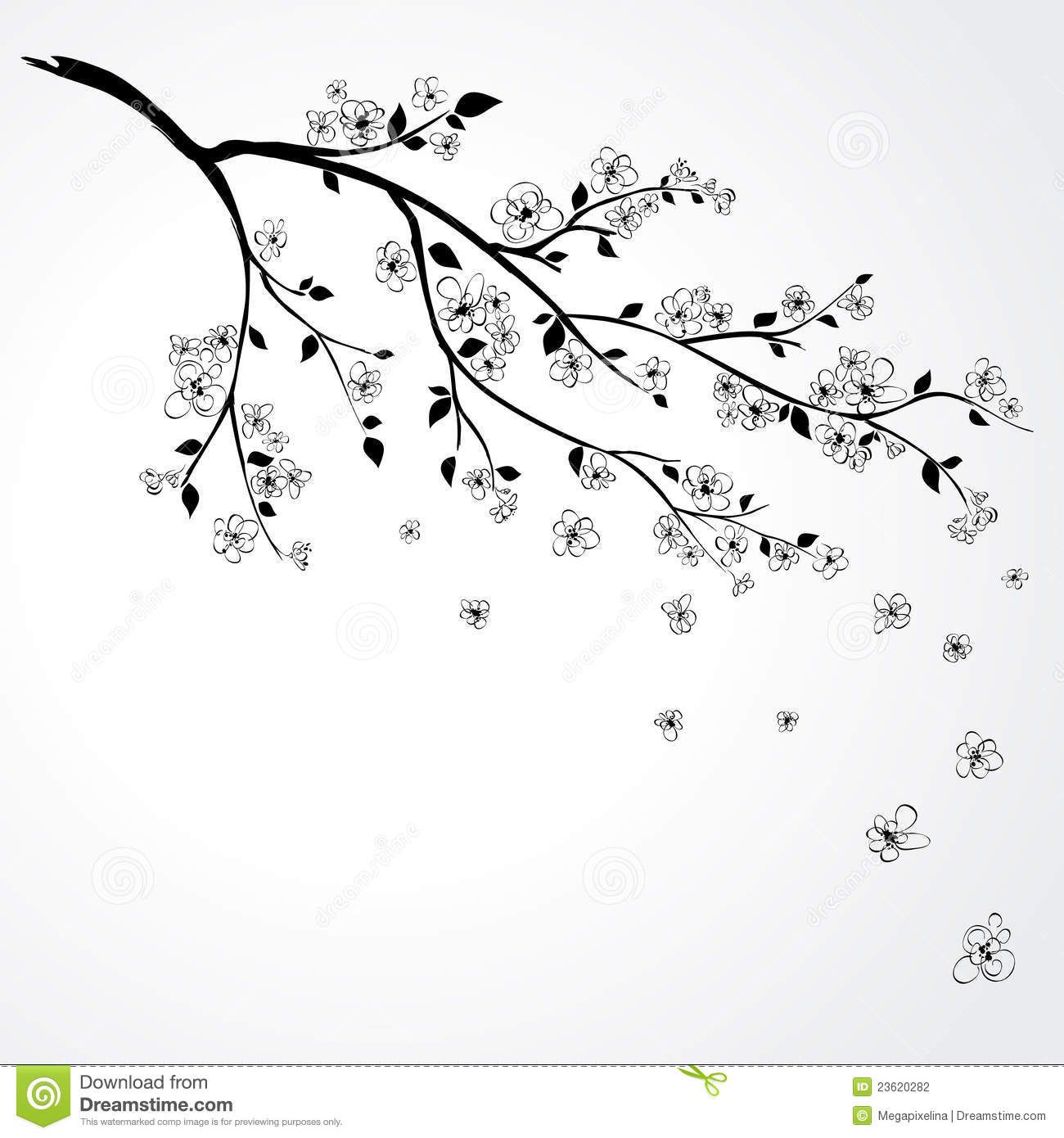 1300x1390 Cherry Blossom Flower Branch Drawing Cherry Tree Blossom Nursery - Flower Branch Drawing