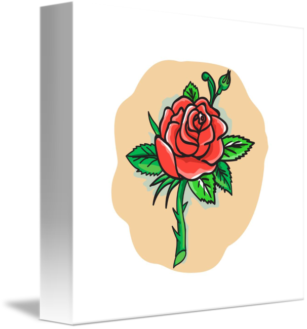 606x650 Rose Flower Bud Leaves Thorn Tattoo - Flower Bud Drawing