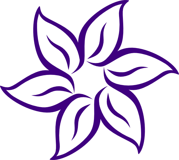 600x536 Cartoon Flowers Clip Art Purple Flower Outline Clip Art - Flower Cartoon Drawing