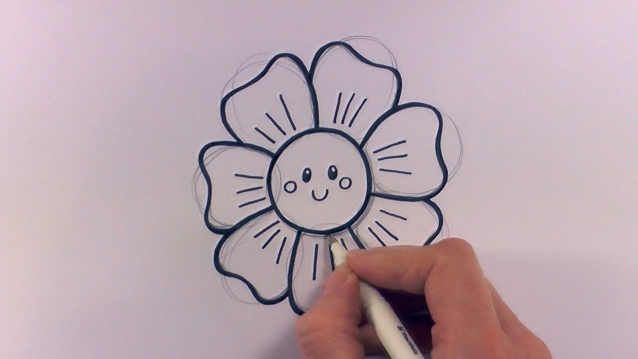 1280x720 How To Draw A Cartoon Flower Head - Flower Cartoon Drawing