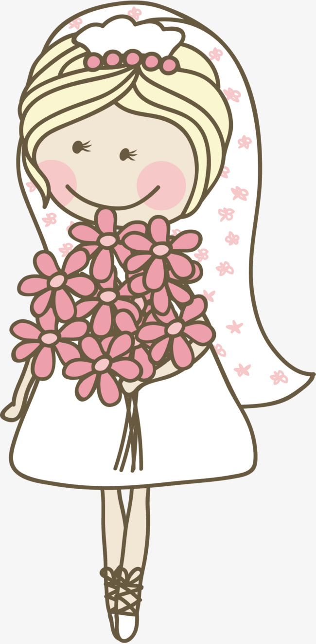 650x1323 Bride Vector, Bride, Flower, Cartoon Hand Drawing Png And Vector - Flower Cartoon Drawing