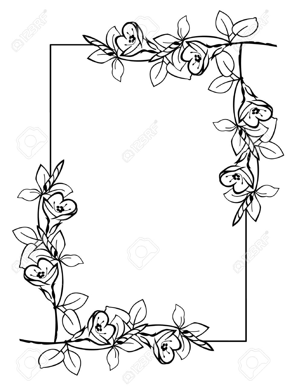 968x1300 flower chain drawing and flower chain drawing silhouette frame - Flower Chain Drawing