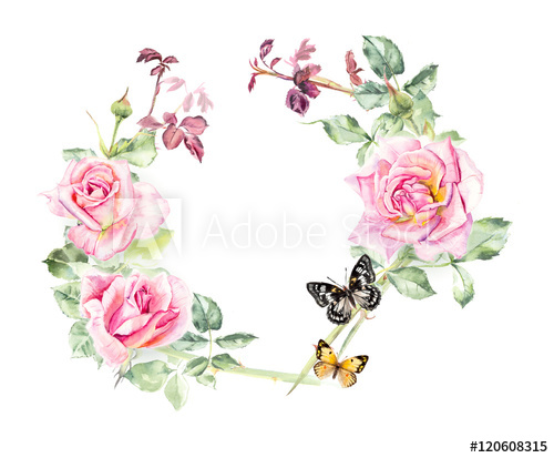 500x413 Circle Frame From Roses Wedding Drawings Greeting Cards Roses - Flower Circle Drawing