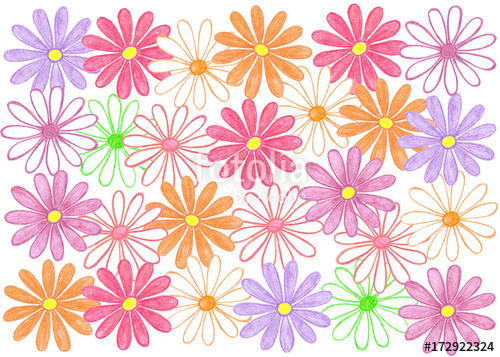 500x357 handmade pencils drawing colorful flowers collage stock photo - Flower Collage Drawing
