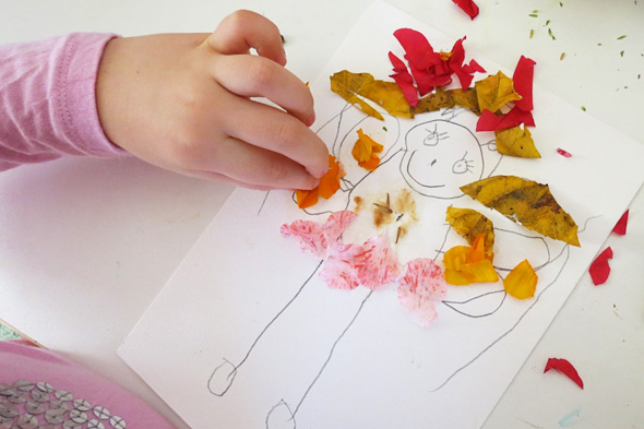 590x393 kids art flower fairies other colourful collage creatures - Flower Collage Drawing