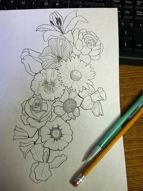 478x640 Tatted Up Tatuajes - Flower Collage Drawing