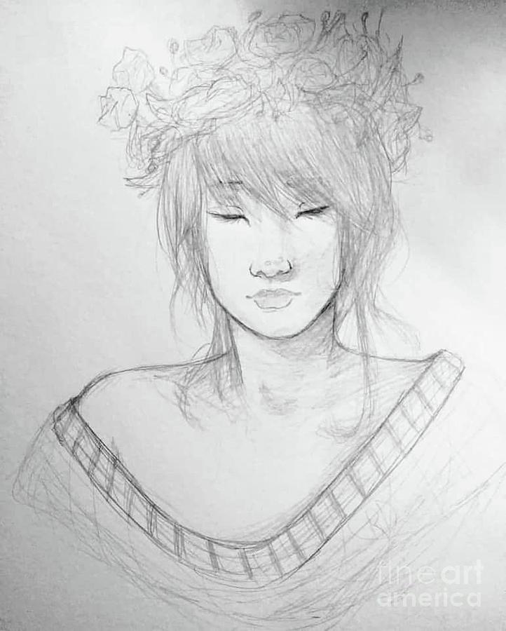 722x900 Flower Crown Drawing - Flower Crown Drawing