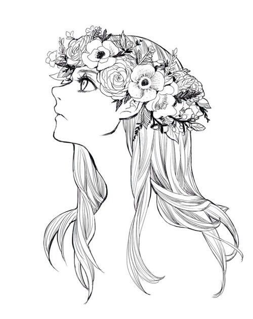 500x630 flower crown lovely art in flower drawing images, flower - Flower Crown Drawing