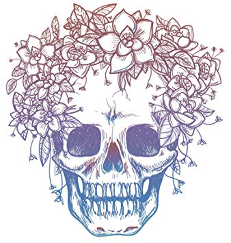 338x355 pink blue ombre skull with flower crown drawing vinyl - Flower Crown Drawing