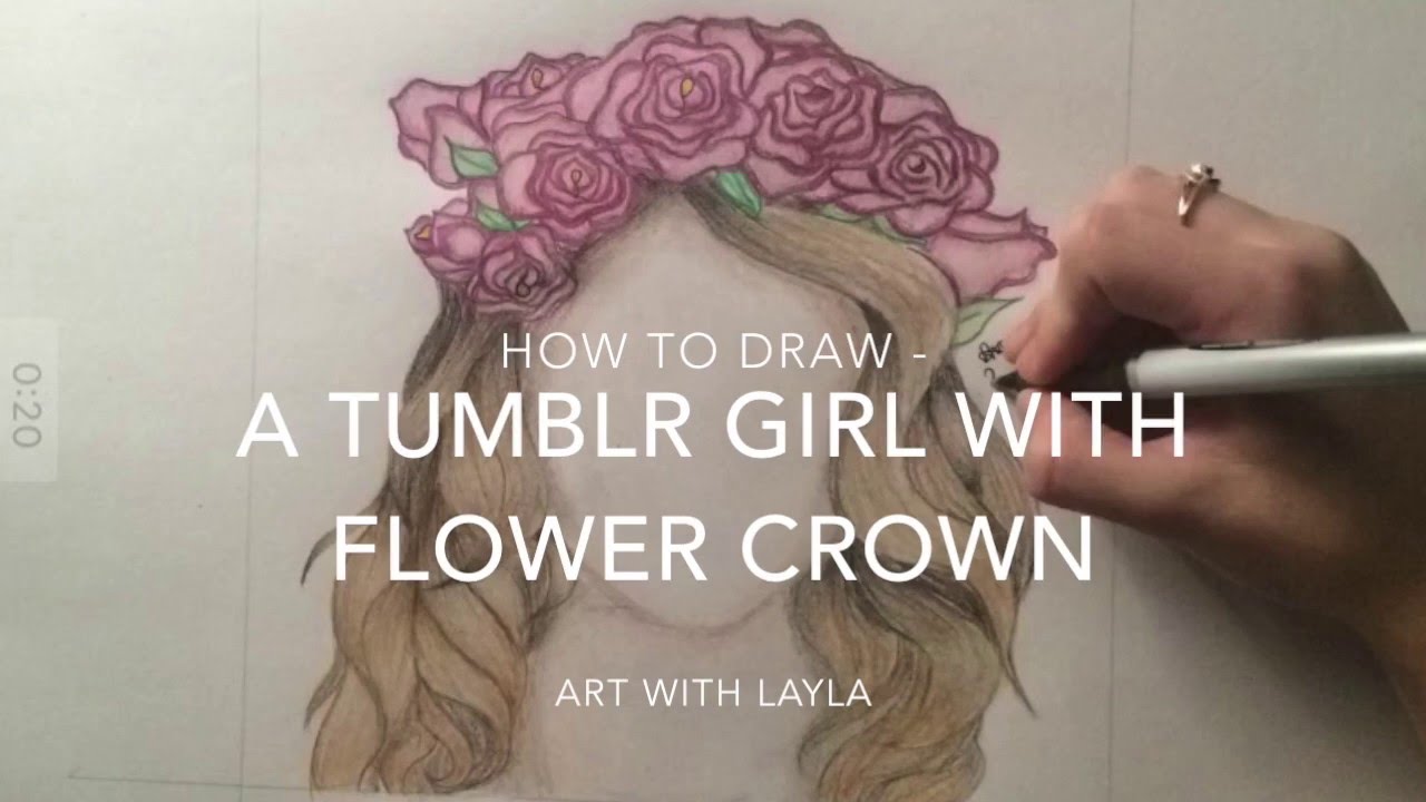 1280x720 How To Draw A Tumblr Girl With Flower Crown - Flower Crown Drawing