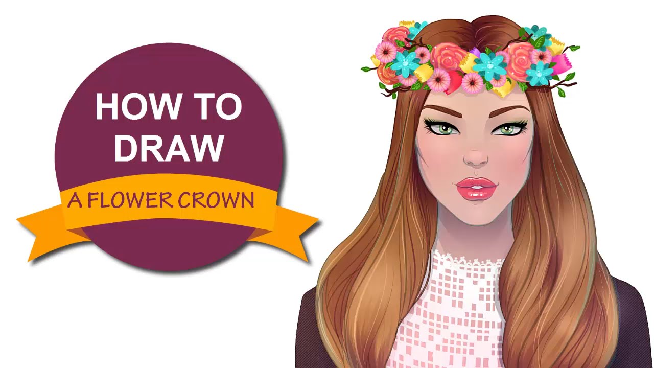 1280x720 How To Draw A Flower Crown I Draw Fashion - Flower Crown Drawing