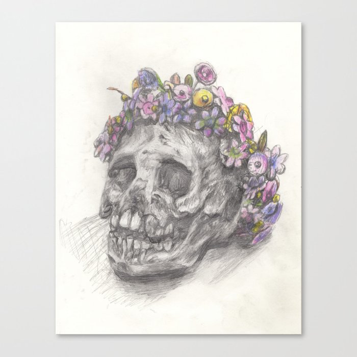 700x700 Skull With A Flower Crown - Flower Crown Drawing