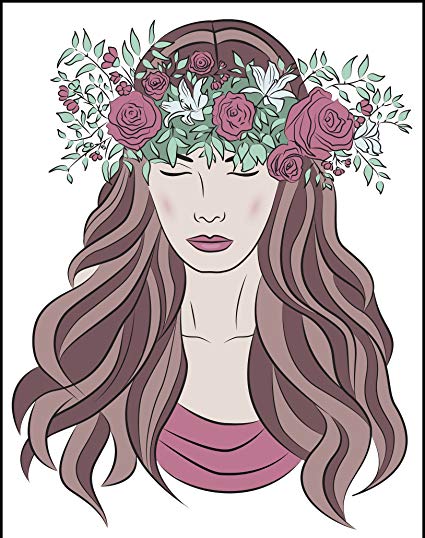 425x538 Pretty Hipster Fairy Girl With Flower Crown Drawing - Flower Crown Drawing