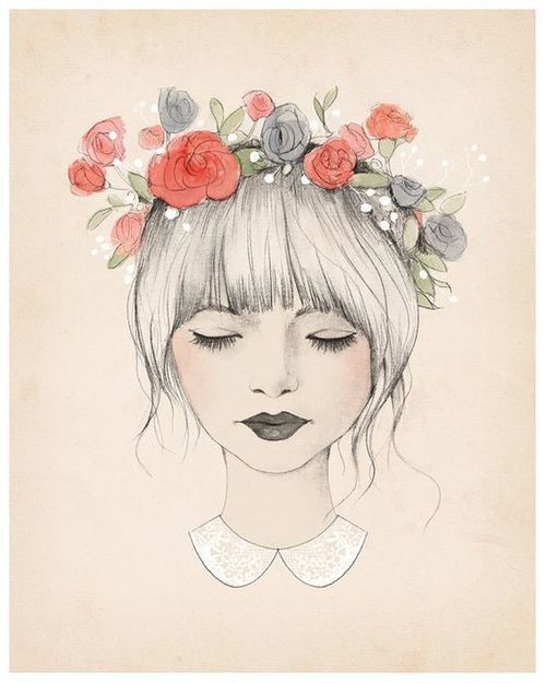 500x625 Easy - Flower Crown Drawing