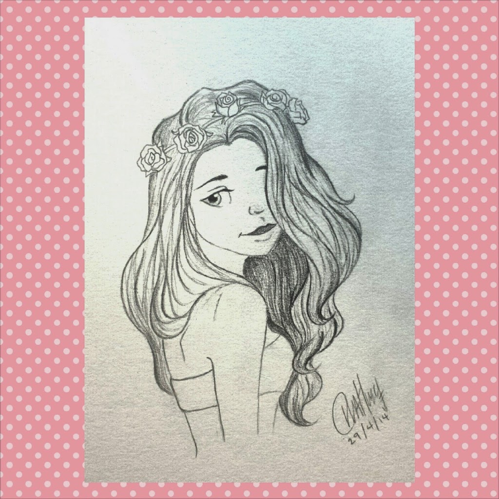 1024x1024 Drawing Flower Crown Girl - Flower Crown Drawing