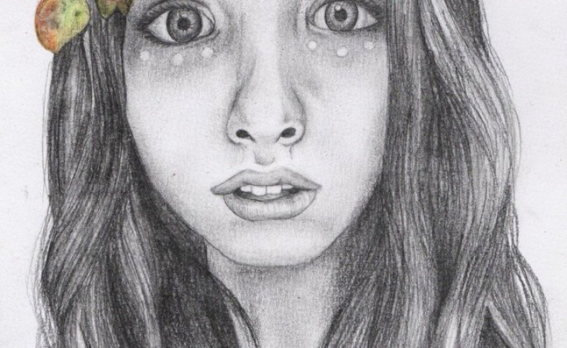 800x491 Girl With Flower Crown Tumblr Drawing - Flower Crown Drawing Tumblr