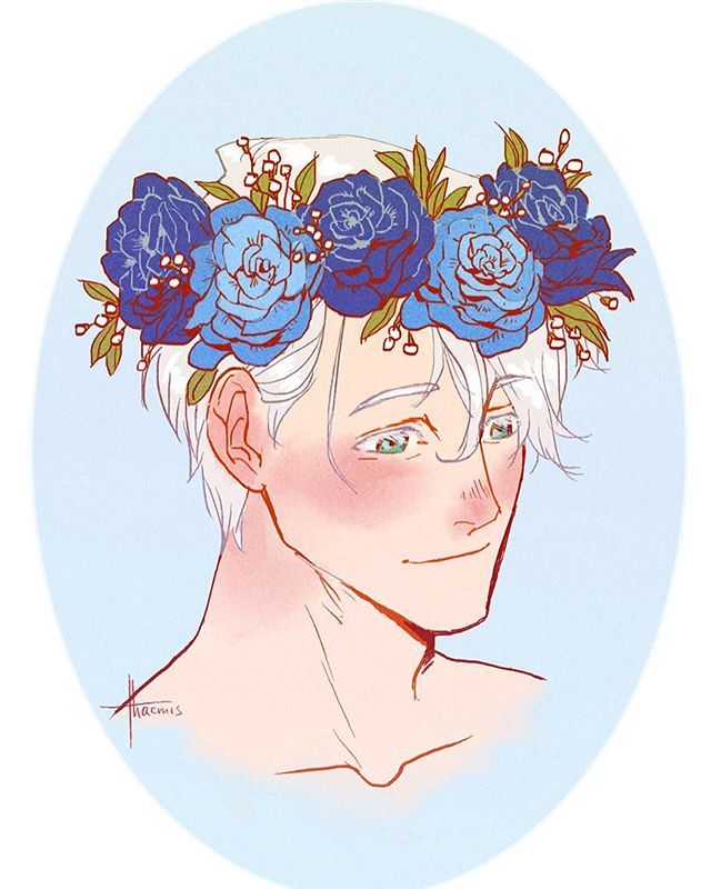 640x800 Victor Nikiforov Tumblr Flower Crown Yuri!!! On Ice - Flower Crown Drawing Tumblr