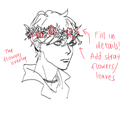 500x471 Art References And Tutorials How Do You Draw A Flower Crown I - Flower Crown Drawing Tutorial
