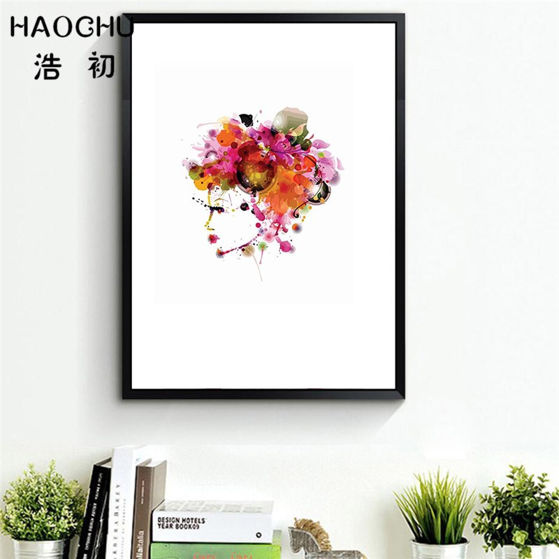 800x800 Haochu Charming Girl With Flowers Decorative Painting Watercolor - Flower Decoration Drawing