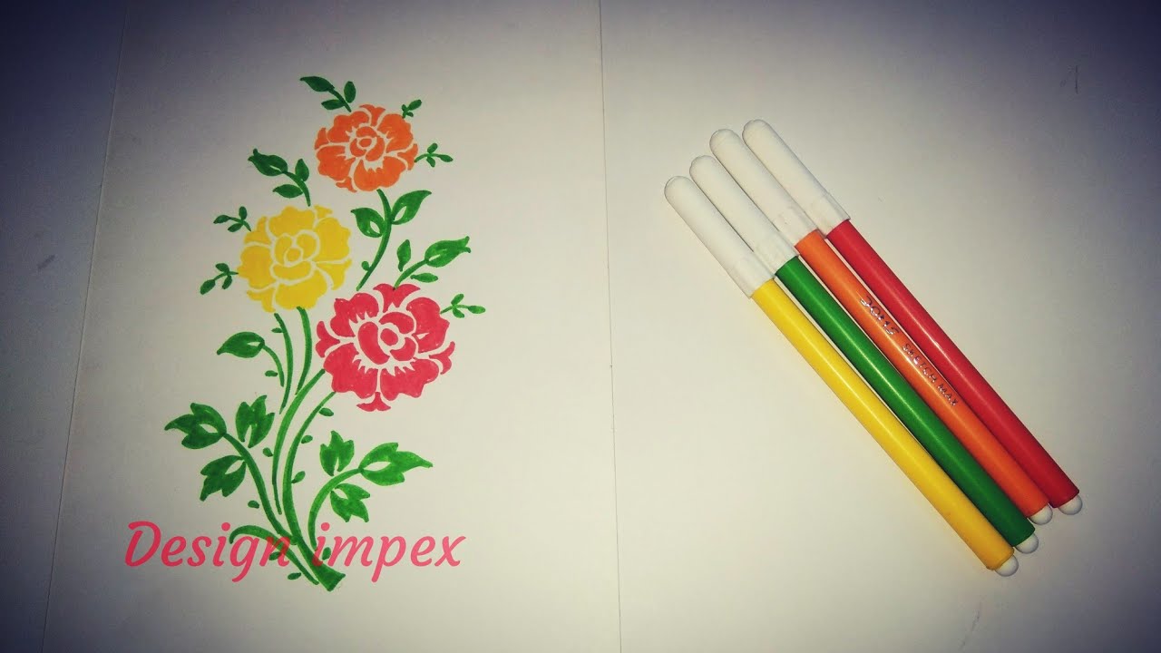 1280x720 project pages decoration floral design drawing how - Flower Decoration Drawing