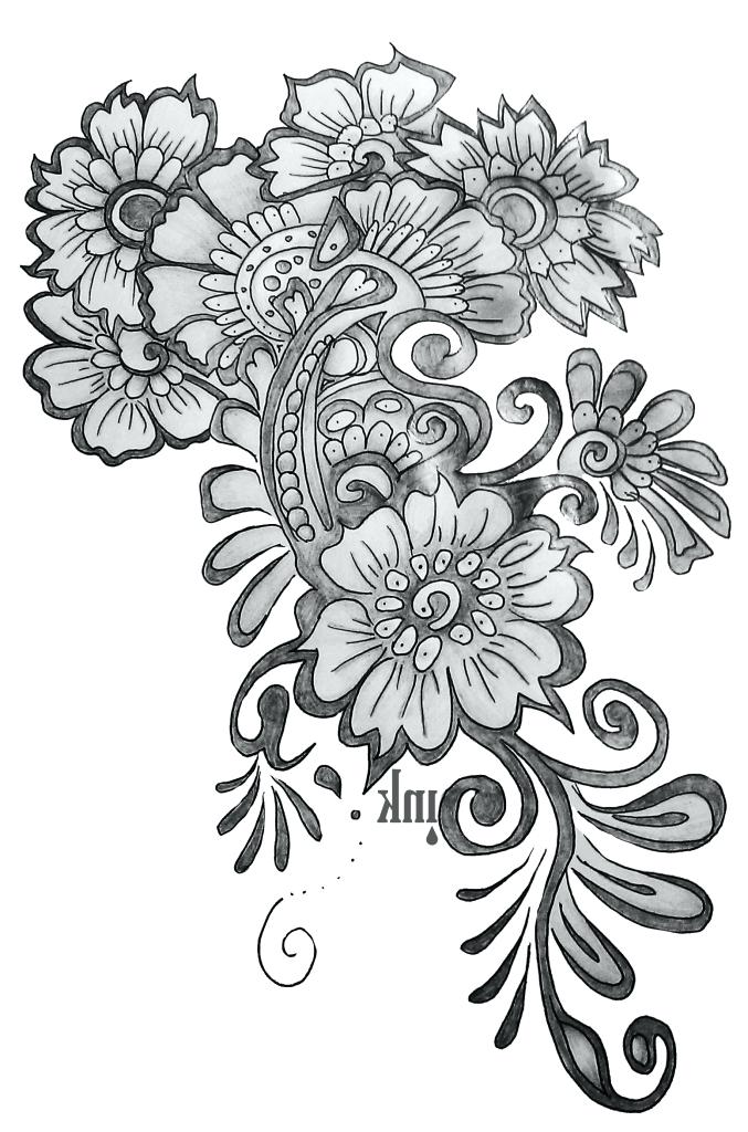 677x1024 flower design drawing hand draw flower vector flower design - Flower Design Drawing