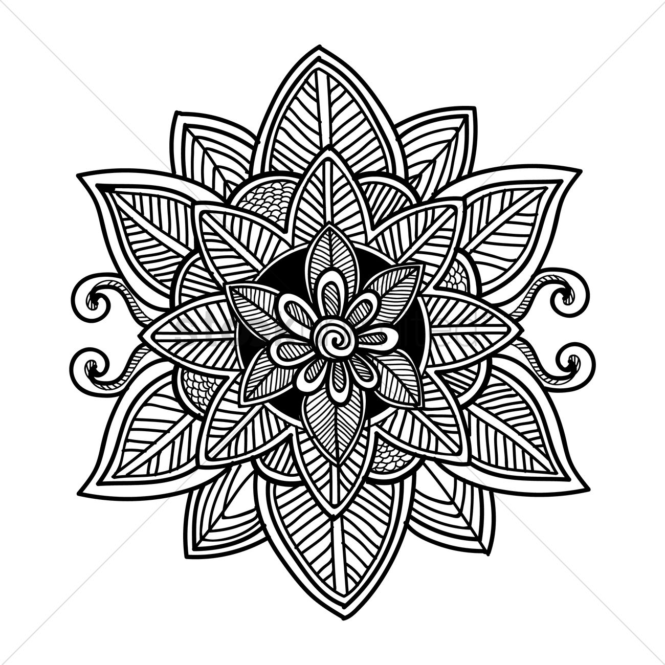 1300x1300 Decorative Flower Design Vector Image - Flower Design Drawing