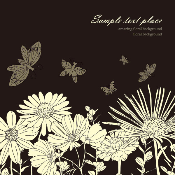 600x600 amazing flower drawing background vector free download - Flower Drawing Background