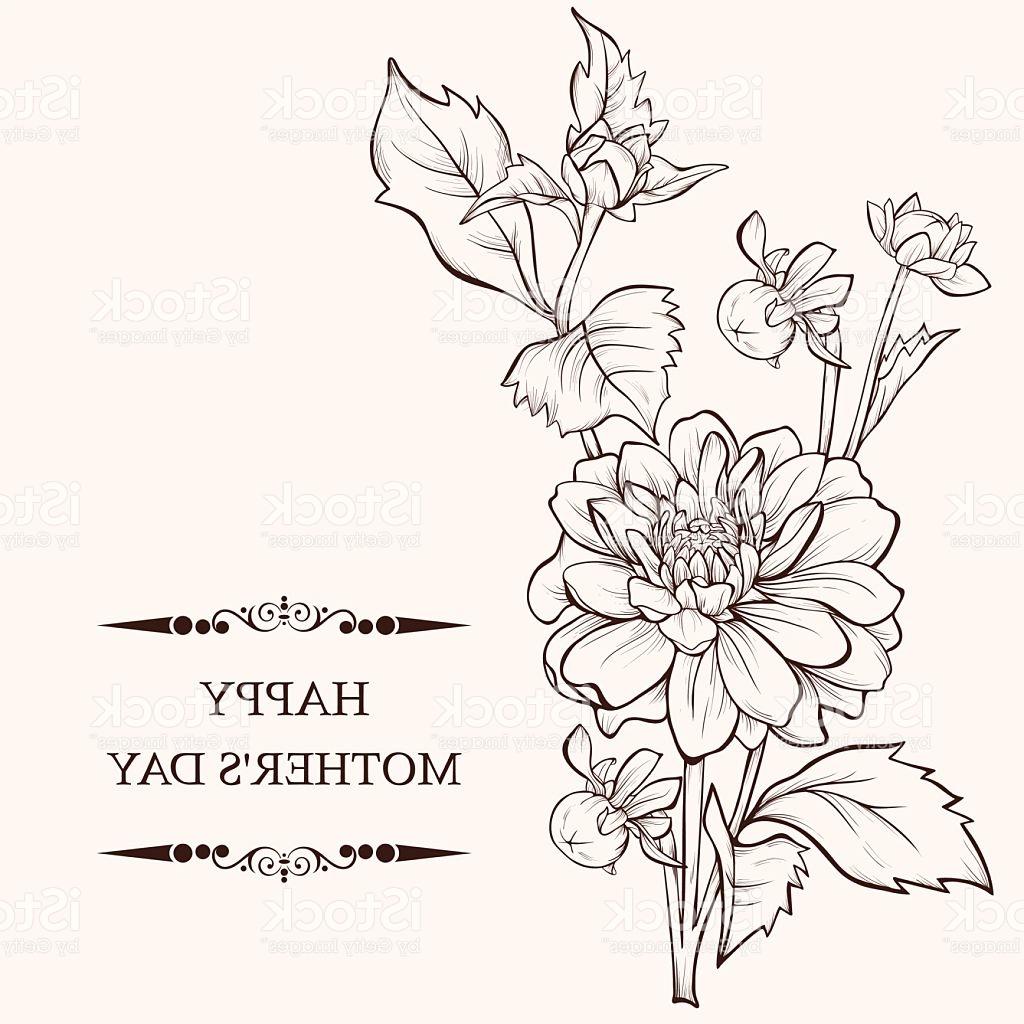 1024x1024 best hd vintage hand drawing background with dahlia flowers vector - Flower Drawing Background