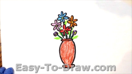 458x258 How To Draw Cartoon Potted Flowers For Kids Easy - Flower Drawing Cartoon