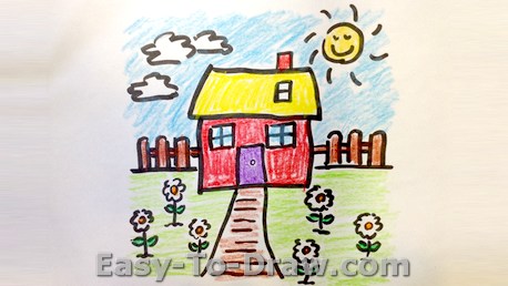 458x258 How To Draw A Cartoon Flower Garden For Kids Easy - Flower Drawing Cartoon