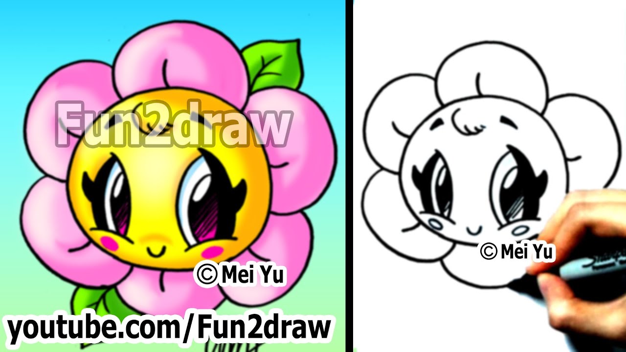 1280x720 Kawaii Tutorial - Flower Drawing Cartoon