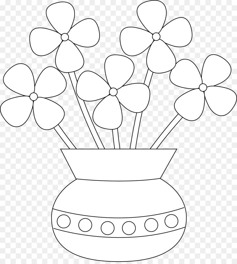 900x1000 Flower Vase With Flower Sketch For Children Coloring Book - Flower Drawing For Children