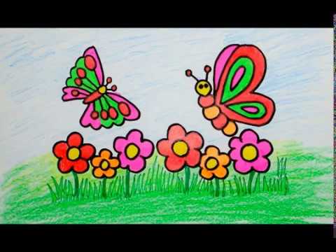 480x360 How To Draw Butterfly Flower For Baby Coloring Book And Drawing - Flower Drawing For Children