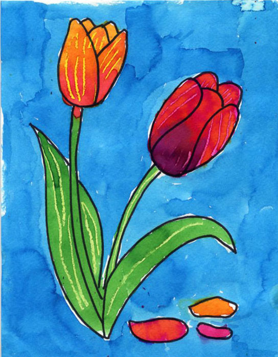 544x700 Draw A Tulip Art Projects For Kids - Flower Drawing For Kids