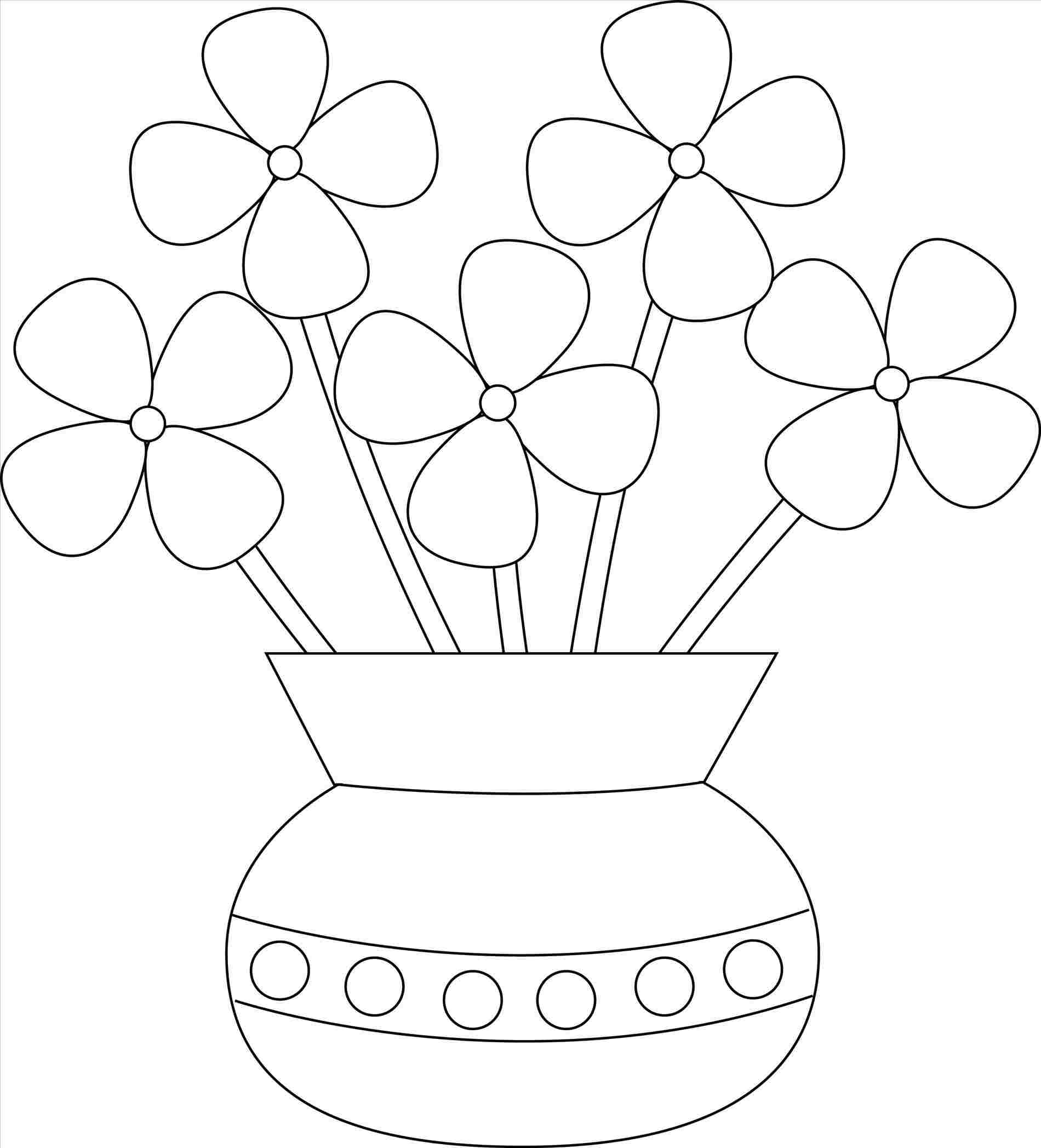 1900x2095 Easy Flower Vase Drawing For Kids - Flower Drawing For Kids
