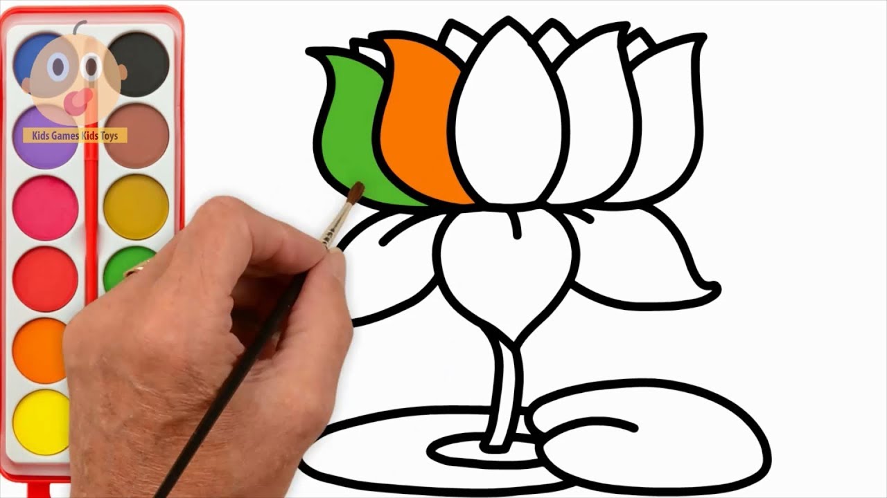 1280x720 How To Draw Lotus Learning Color With Flower Coloring Pages - Flower Drawing Games