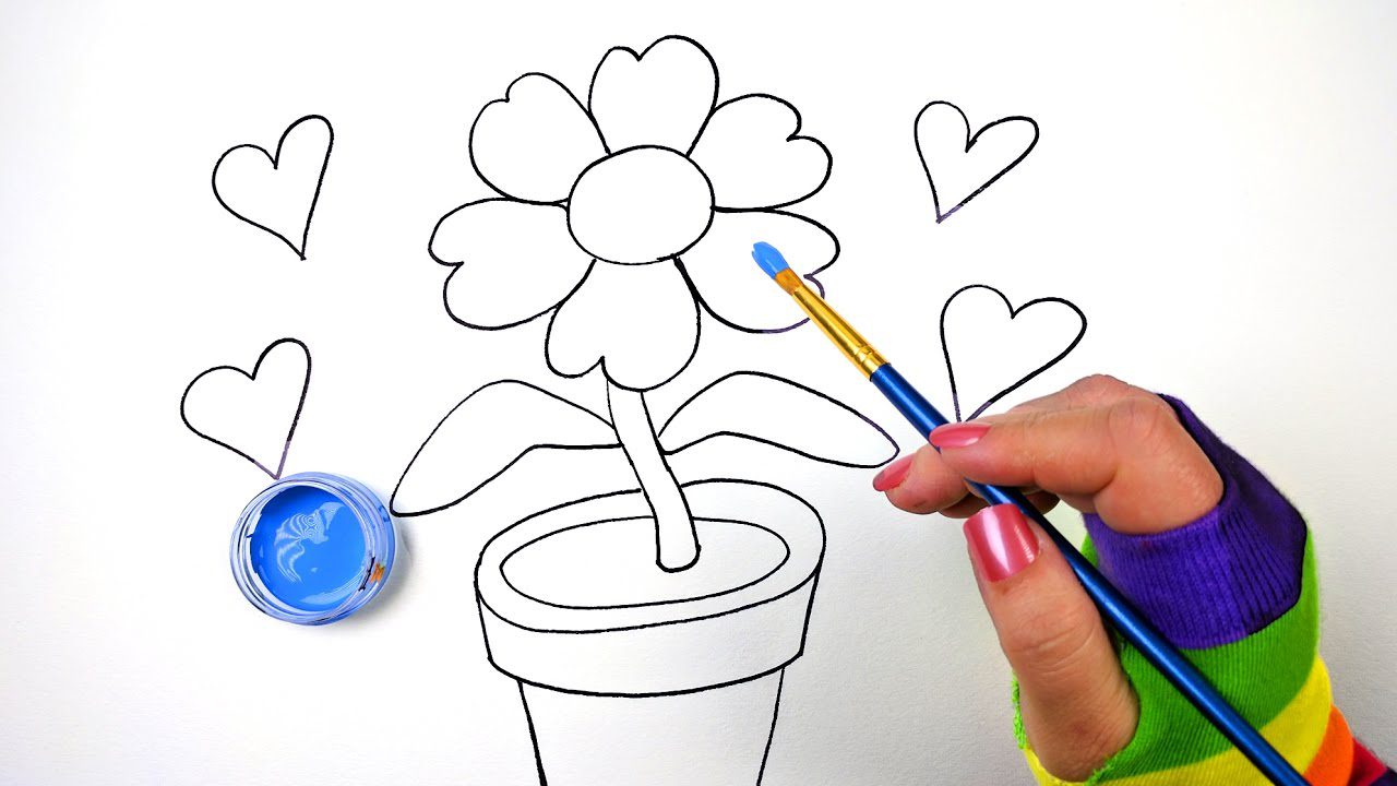 1280x720 Colouring Pictures Of Flowers How To Draw Color And Paint Flower - Flower Drawing Games