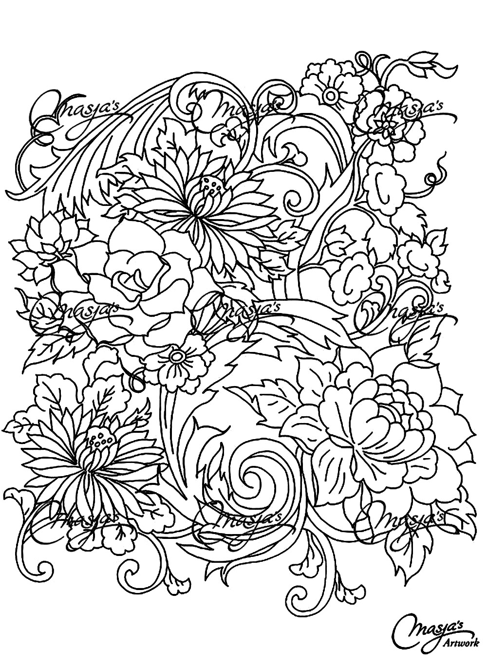 1000x1366 Drawing Flower - Flower Drawing Pages
