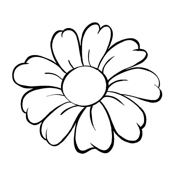 600x627 Http Mycoloring Pages Com Images Flowers Daisy Flower Coloring - Flower Drawing Pages