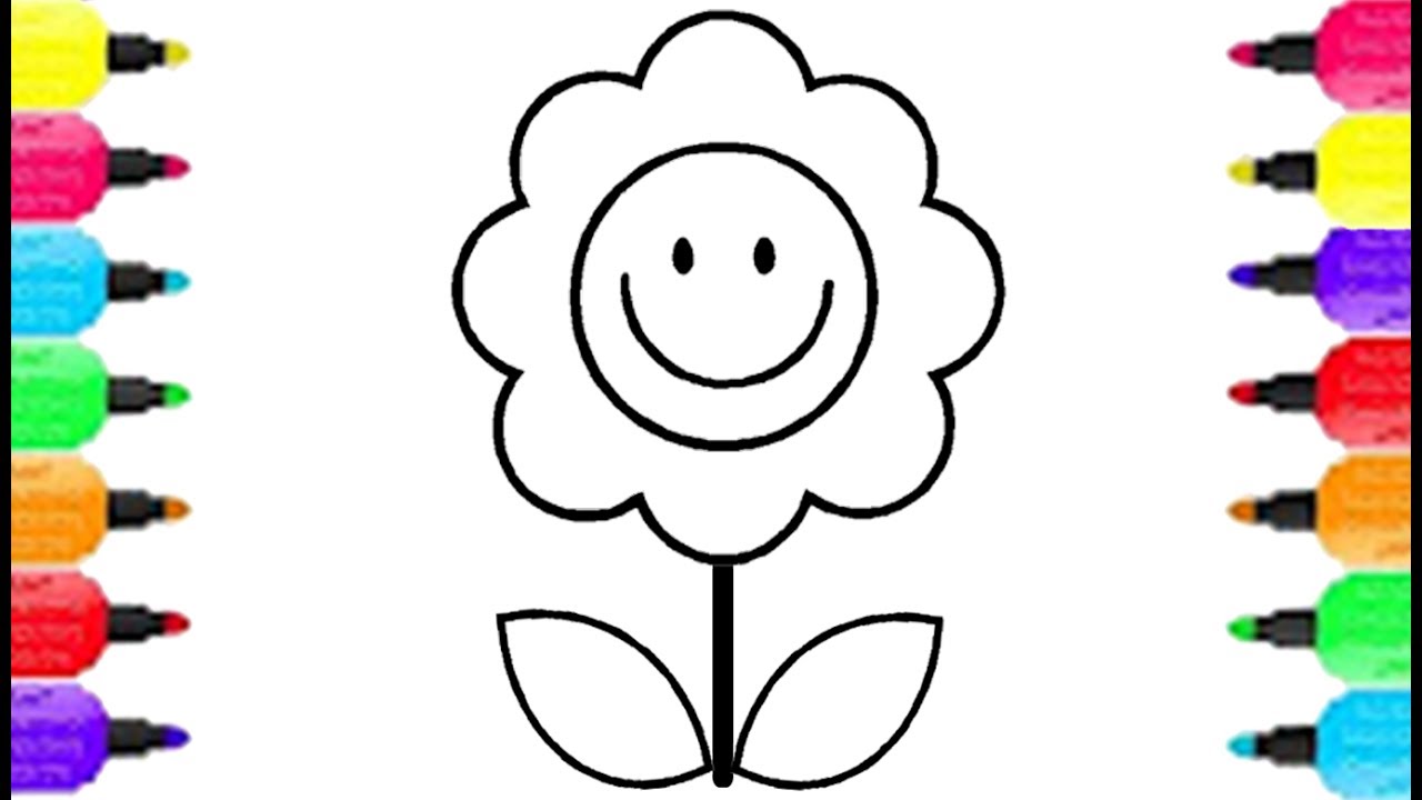 1280x720 simple flower emoji face coloring pages how to draw emoji face - Flower Drawing Pages
