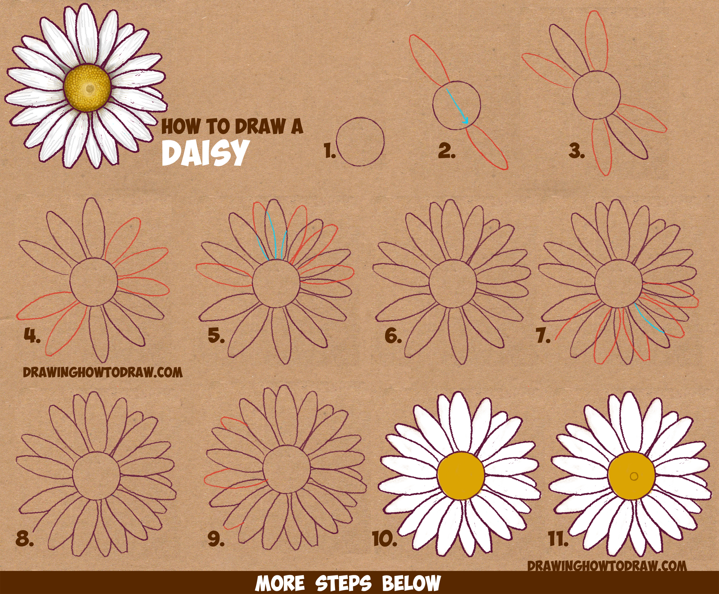 2500x2064 How To Draw A Daisy Flower - Flower Drawing Tutorial