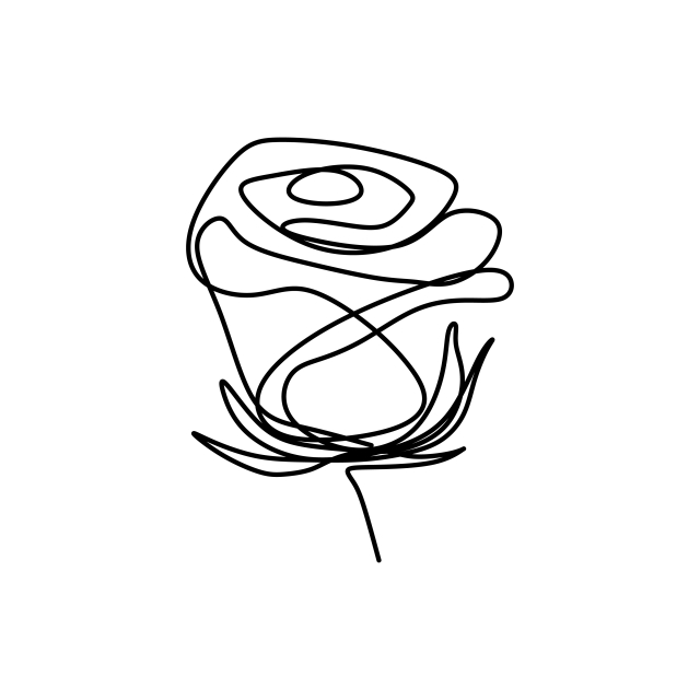 640x640 Rose Flower One Line Art Single Drawing Vector Illustration - Flower Drawing Vector