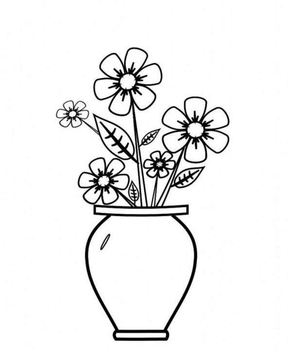 592x720 Drawing Flowers For Kids And Best Flower Drawing Wallpaper Image - Flower Drawing Wallpaper