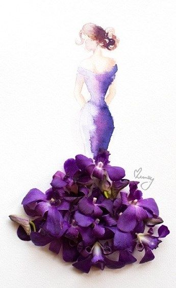 345x563  - Flower Dress Drawing