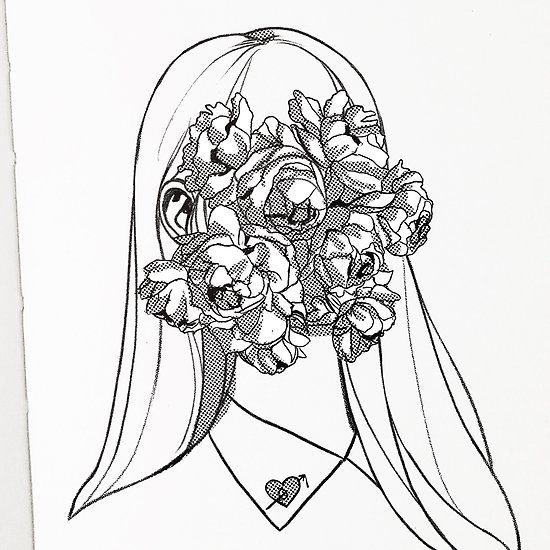 550x550 Flower Face Posters - Flower Face Drawing