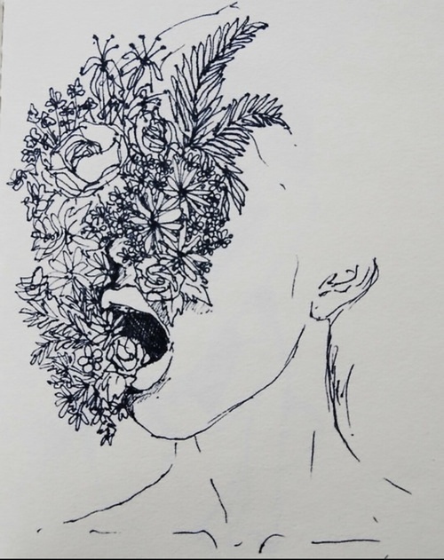 500x631 Flower Face Uploaded - Flower Face Drawing