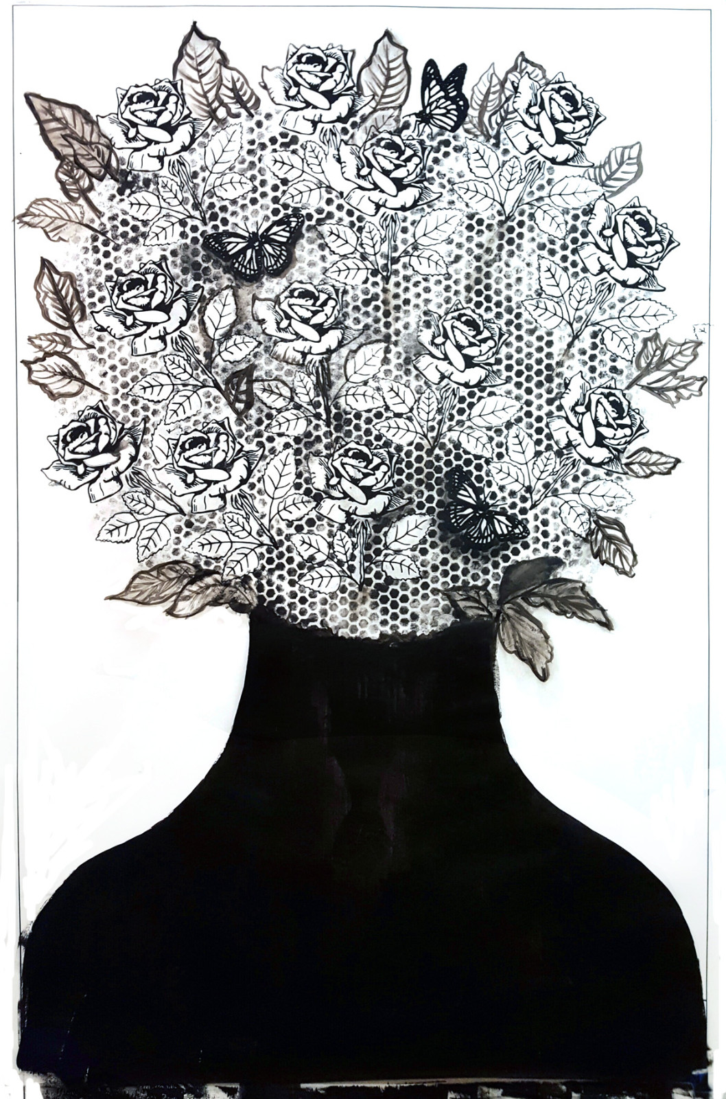 1058x1600 flower face original art marriage registry mishkalo bridal - Flower Face Drawing