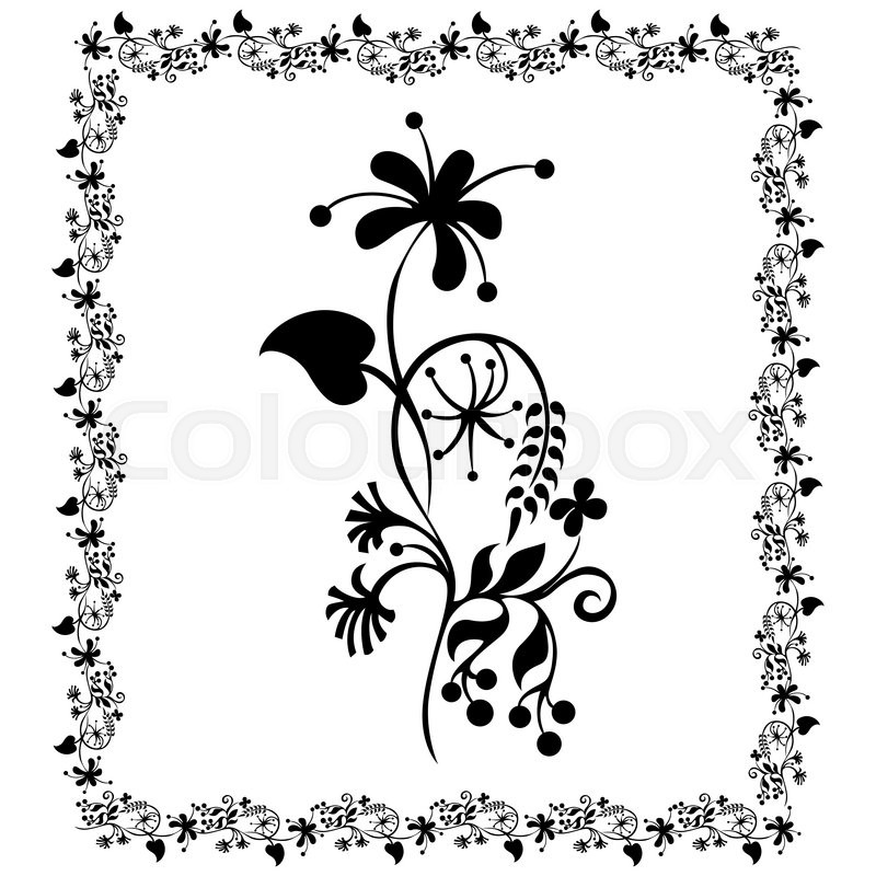 800x800 drawing flower frame floral black stock vector colourbox - Flower Frame Drawing