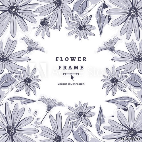 500x500 vector flower frame drawing floral background, hand drawn - Flower Frame Drawing