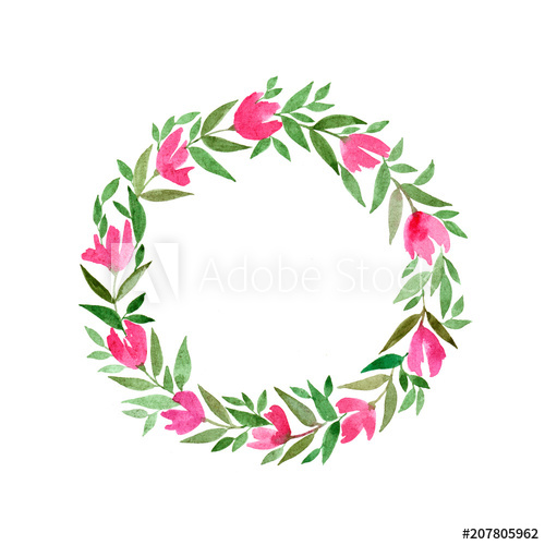 500x500 watercolor flowers frame floral decorative elements, drawing - Flower Frame Drawing